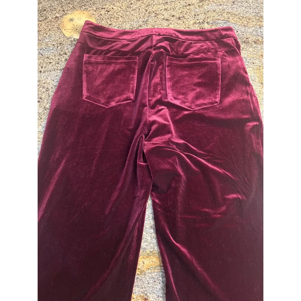 NWT MARC NEW YORK Andrew Marc Velour Wide Leg Pants Burgundy Size L‎ MSRP $79